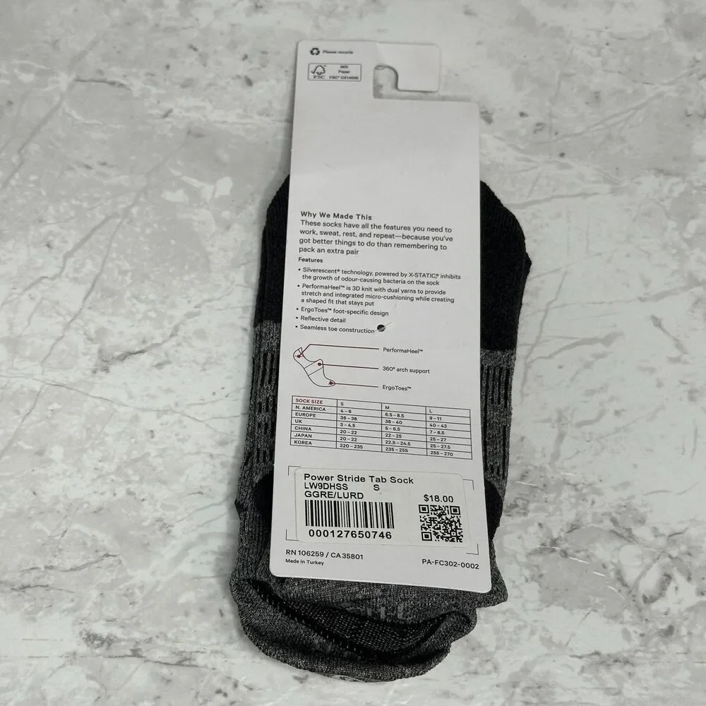 Lululemon Women's Power Stride Tab Socks Small NWT